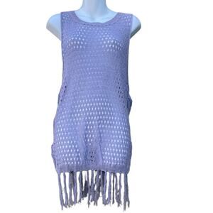 Lavender No Brand fringe open side knitted tunic